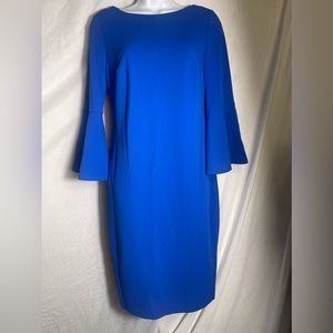 Calvin Klein dress 4‎ stunning royal sapphire blue dress with bell sleeves
